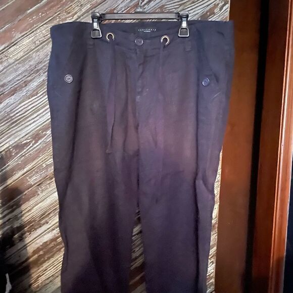 Sanctuary linen crop pants Navy color way - Picture 2 of 9